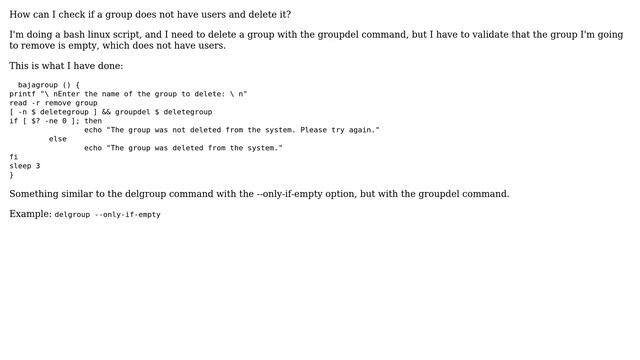 Unix & Linux: How can I check if a group does not have users and delete it? смотреть онлайн