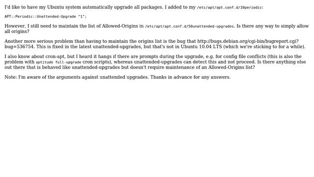DevOps & SysAdmins: Unattended upgrades on Ubuntu, for \*all\* packages (from any repository) смотреть онлайн