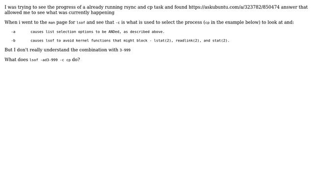 Unix & Linux: What does lsof -ad3-999 -c rsync do? смотреть онлайн