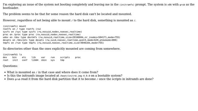 Unix & Linux: What is mounted as / on initramfs when the specified root isn't available? смотреть онлайн