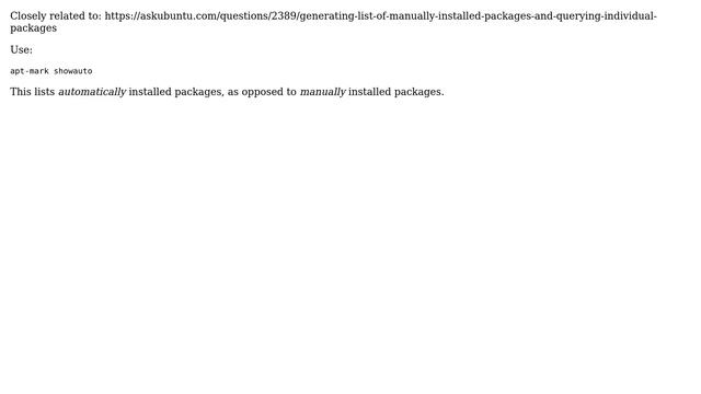 How to list all packages installed as dependencies in Terminal, and what installed them? смотреть онлайн