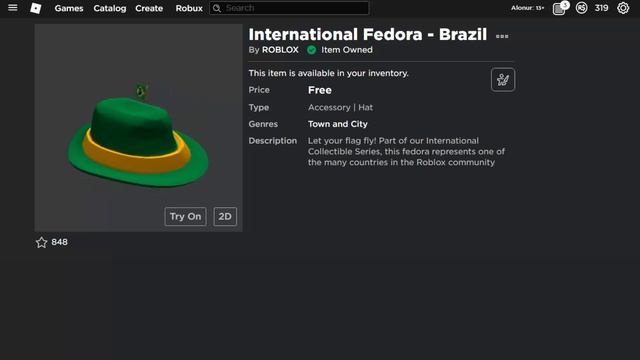 КАК ПОЛУЧИТЬ INTERNATIONAL FEDORA - BRAZIL В ROBLOX смотреть онлайн