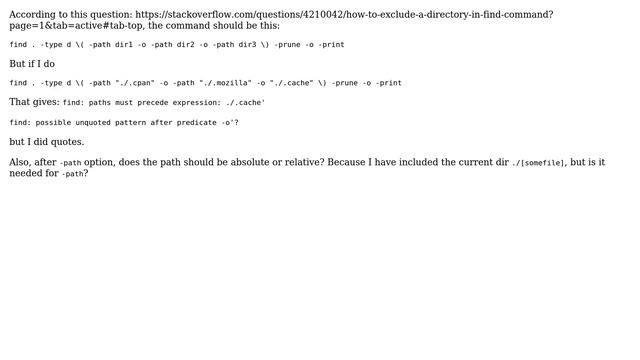 Unix & Linux: How to properly exclude directories in find? смотреть онлайн