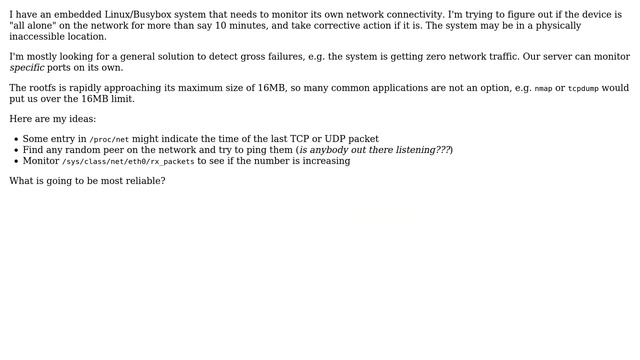 Monitoring Network Connectivity In Busybox/embedded Linux