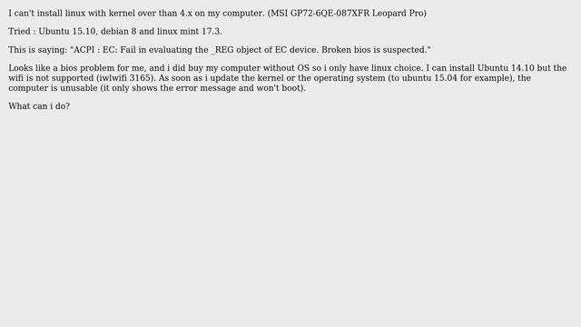 Ubuntu: ACPI : EC: Fail in evaluating the _REG object of EC device. Broken bios is suspected смотреть онлайн