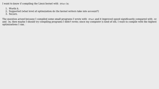 Unix & Linux: Can I compile Linux kernel with -Ofast? смотреть онлайн