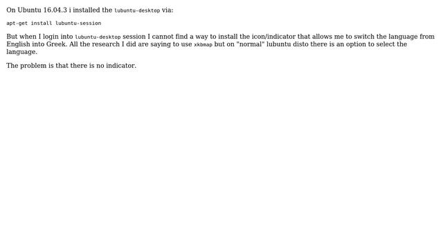 Ubuntu: On lubuntu-desktop session there is no language selector смотреть онлайн