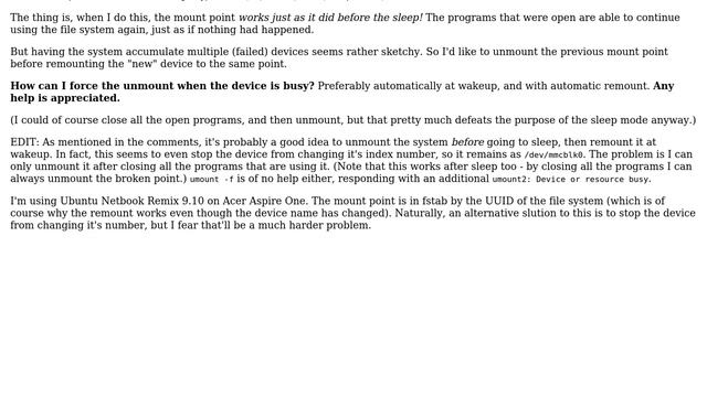 Force unmount in Ubuntu, to fix problems after netbook sleep mode (2 Solutions!!) смотреть онлайн