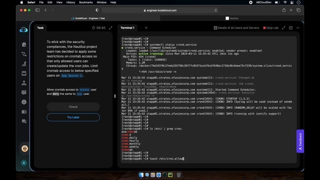 Cron Schedule Allow/Deny to Users | Linux Level 1 | KodeKloud смотреть онлайн