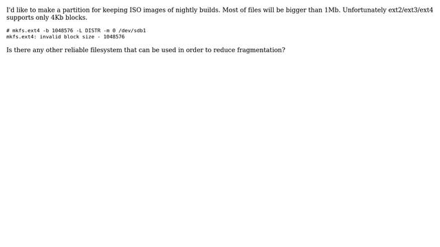 Unix & Linux: Filesystem with 1Mb block? смотреть онлайн