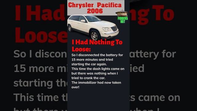 Chrysler Pacifica Ignition Switch -immobilizer Activated - Immobilizer Deactivated - Fixed!