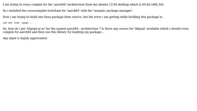 Unix & Linux: -lpopt is not found while cross compiling for aarch64 (2 Solutions!!) смотреть онлайн