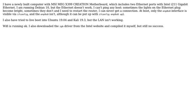 Unix & Linux: Debian 10 intel i211 LAN not working смотреть онлайн