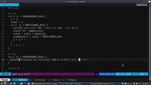 Ciclos anidados en C usando Vim y Tmux en Debian смотреть онлайн