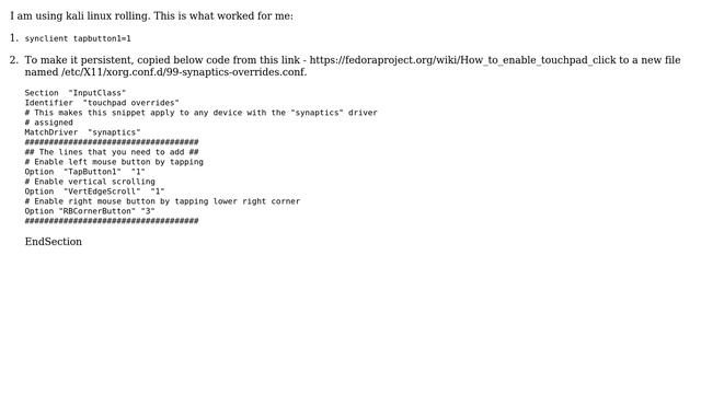 Unix & Linux: Touch pad 'touch-click' not working but 'double-touch-scroll' working? смотреть онлайн