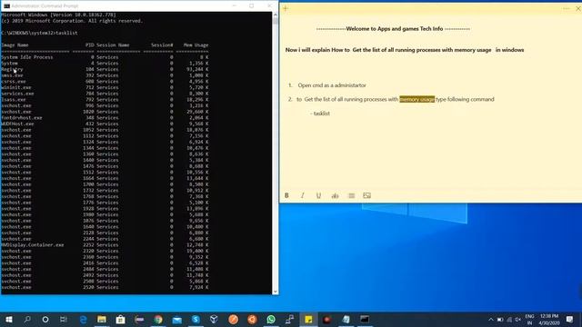 How to Get the list of all running processes with memory usage in windows смотреть онлайн