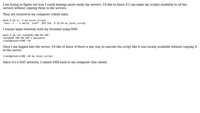 Unix & Linux: Execute script on a remote server contained on client side смотреть онлайн
