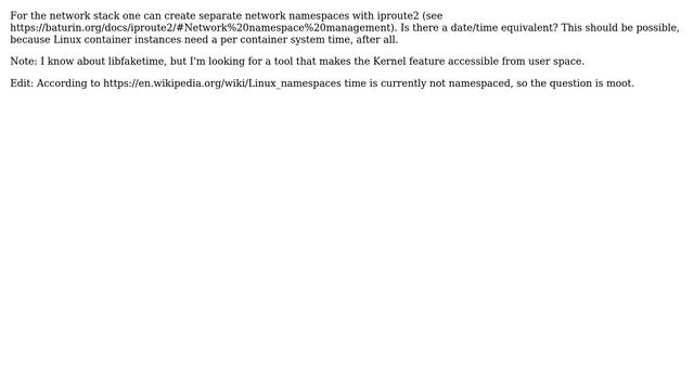Is there a date/time equivalent for Linux Network namespaces? смотреть онлайн