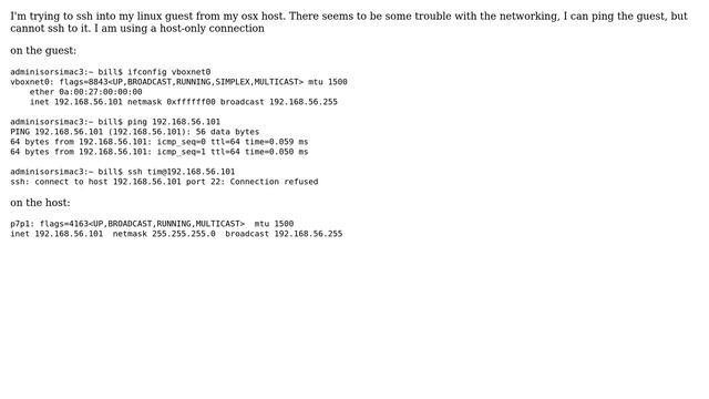 VirtualBox: Cannot connect to Linux guest from OSX host смотреть онлайн
