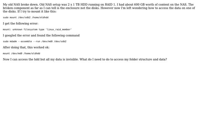My NAS broke. How to read HDD on RAID 1 XFS to Ubuntu? смотреть онлайн