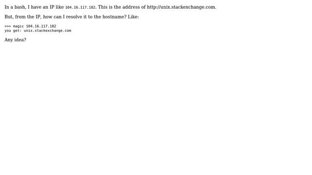 Unix & Linux: From an IP how can I get a DNS entry? смотреть онлайн