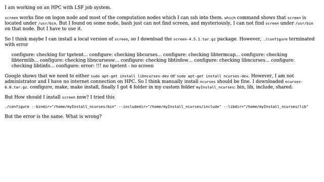 Unix & Linux: Can not find screen and how to install it without network and administration? смотреть онлайн