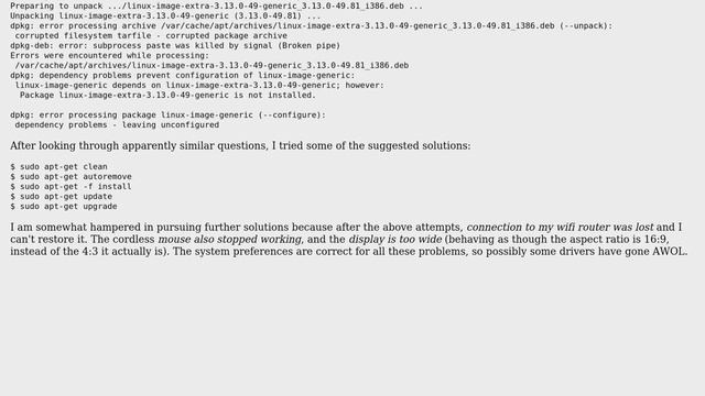 Ubuntu: How do I fix dependency and tar problems with linux-image-extra\* package? смотреть онлайн