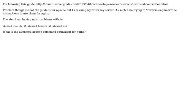 Ubuntu: What is the nginx equivalent command apache has for a2enmod? смотреть онлайн