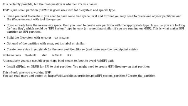 Is it possible to install EFI(ESP) partition after Ubuntu & Parrot have been installed? смотреть онлайн