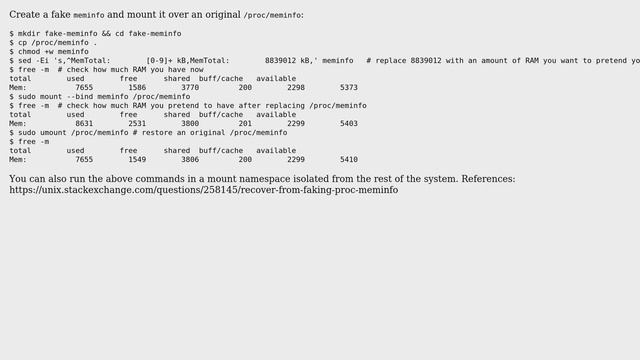 How can I fake the amount of installed RAM for a specific program in Linux? (2 Solutions!!) смотреть онлайн