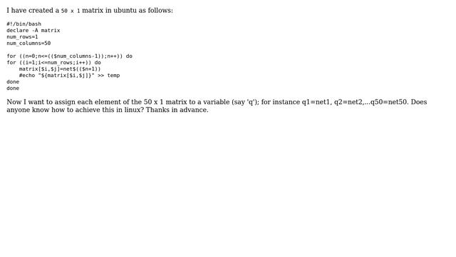 Unix & Linux: How to assign values of a matrix to variables in bash? смотреть онлайн