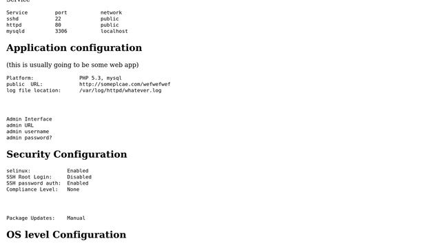 server handover document template - users, security settings (firewall,selinux), packages etc смотреть онлайн