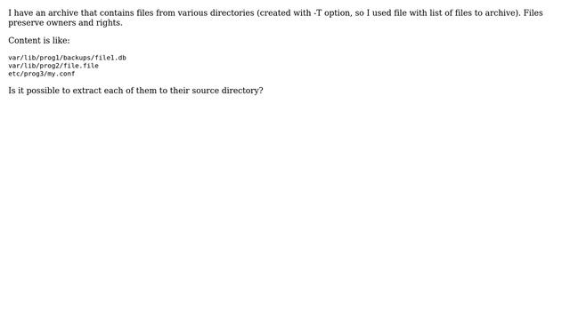 Unix & Linux: .tar archive files EACH to its own directory? смотреть онлайн