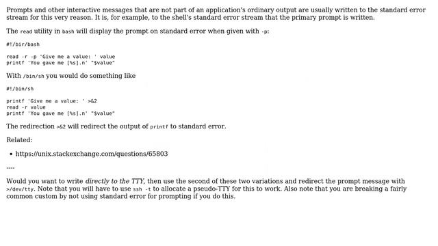 Unix & Linux: SSH - print an input prompt to terminal overriding redirection (2 Solutions!!) смотреть онлайн