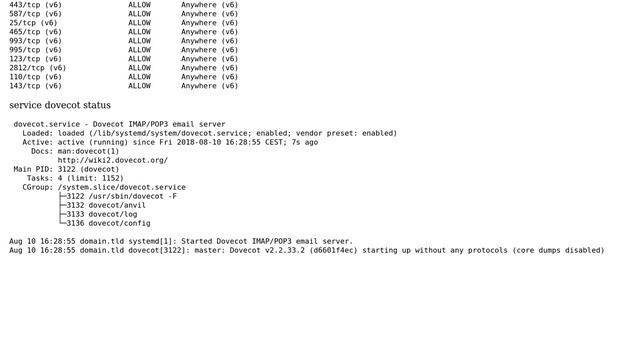Dovecot not working, apparently not listening to ports 110, 143, 993 or 995 смотреть онлайн