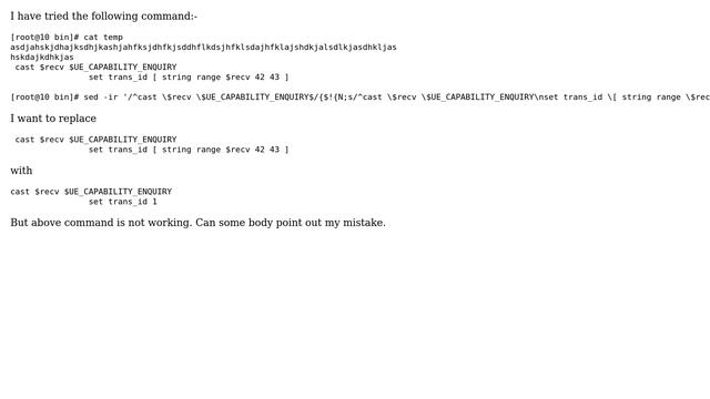 Unix & Linux: How can i replace multi line string using sed? смотреть онлайн