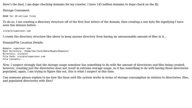 Linux Ext4 Filesystem Explanation Needed, 19 million One byte files equals 80+GB? смотреть онлайн