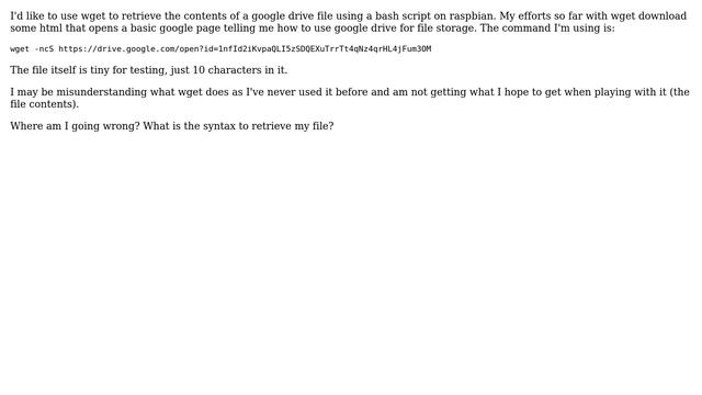 Unix & Linux: Need bash script syntax to retrieve google drive file contents with wget смотреть онлайн