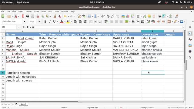 Excel Text function: trim(..), proper(..), upper(..), lower(..) & len(..) смотреть онлайн