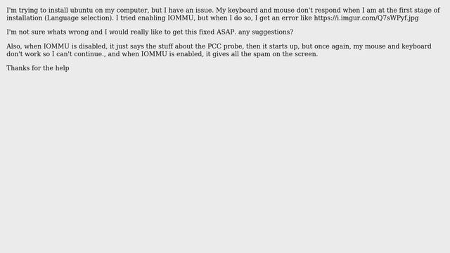 Need Help Installing Ubuntu. Mouse and Keyboard Not Working During Installation, but IOMMU... смотреть онлайн