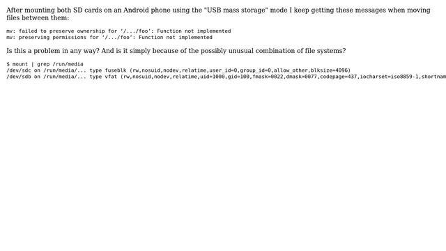 Unix & Linux: Why can't mv preserve permissions when moving between Android SD cards? смотреть онлайн