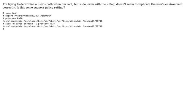sudo -u ... -i doesn't preserve a user's PATH смотреть онлайн