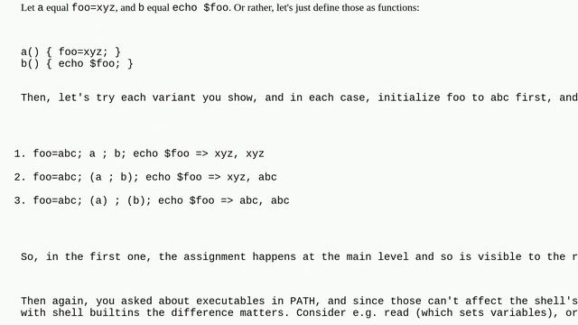Unix: Does the shell creating a subshell require the () Groups command? смотреть онлайн