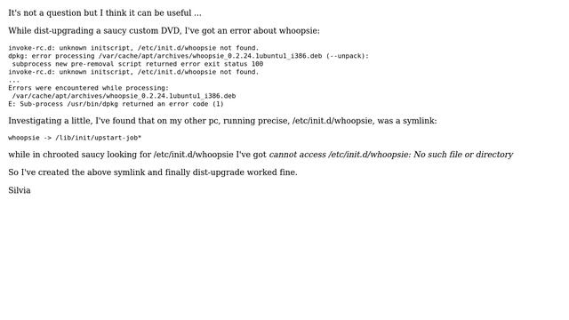 Ubuntu: Not exactly a question: whoopsie problems during dist-upgrade in saucy смотреть онлайн