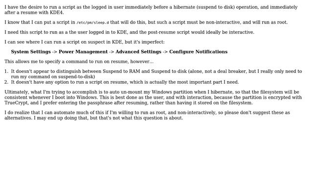 Any way to run a user script on suspend/resume in KDE4? смотреть онлайн