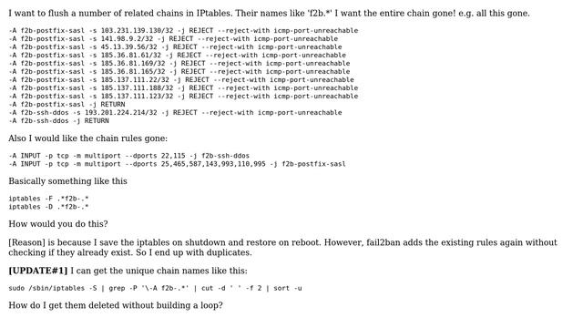 Unix & Linux: REGEX: flush a number of related chains in iptables (2 Solutions!!) смотреть онлайн