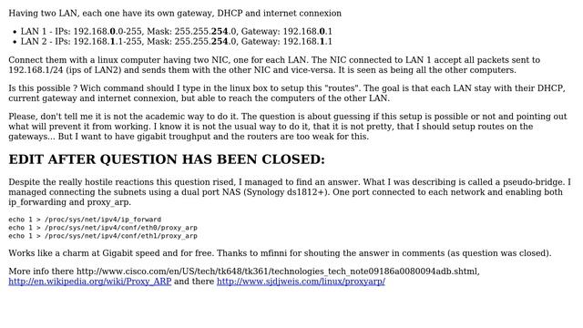 Can a computer route IP trafic between two LAN if it is not configured as gateway? смотреть онлайн