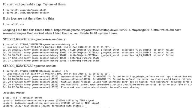 Unix & Linux: gnome-shell error log смотреть онлайн