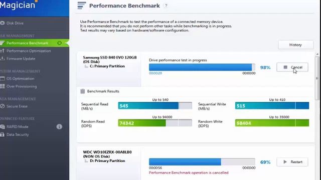 SSD samsung 840 EVO 120gb Benchmarks using Samsung Magician смотреть онлайн