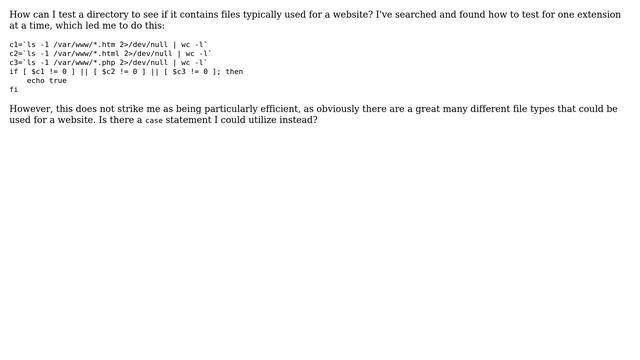 Unix & Linux: Test directory if it contains a set of files based on their extensions смотреть онлайн